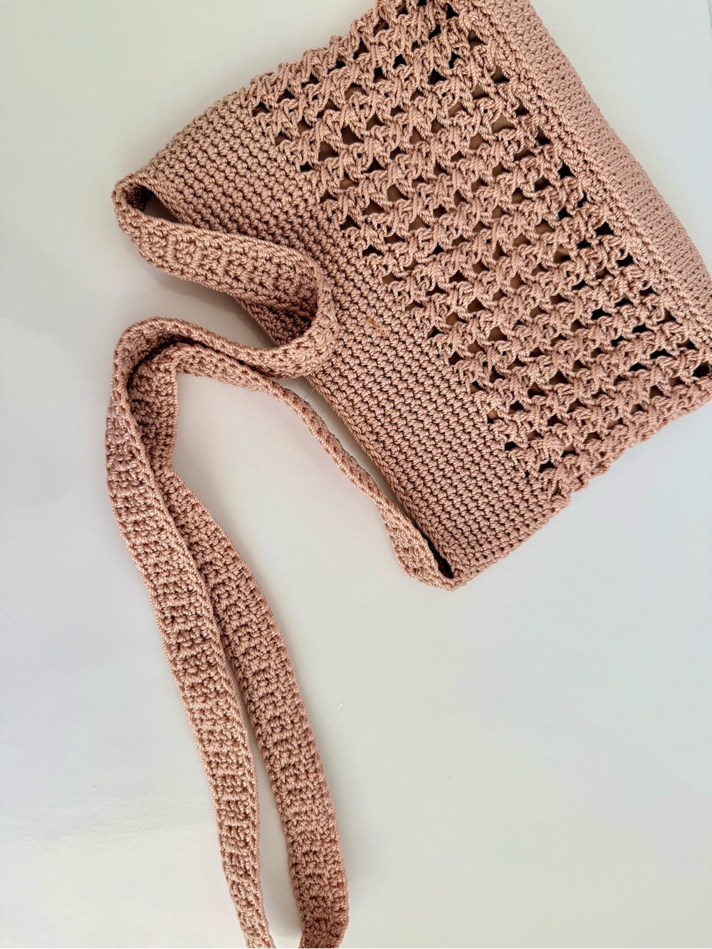 Handcrafted Crochet Crossbody Bag - Blush - Picture 6 of 6